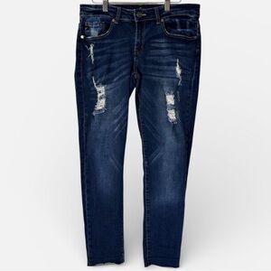 KanCan Blue Distressed Raw Hem Women Denim Skinny Jeans 9/28